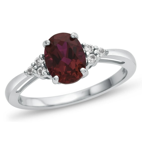 FJC Finejewelers 10k White Gold 8x6mm Oval Created Ruby and White Topaz Ring