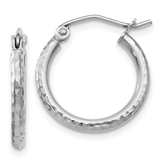FJC Finejewelers 10k White Gold Bright Cut Hinged Hoop Earrings Female Adult