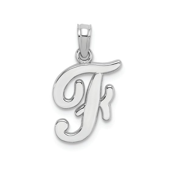 FJC Finejewelers 10k White Gold F Script Initial Charm