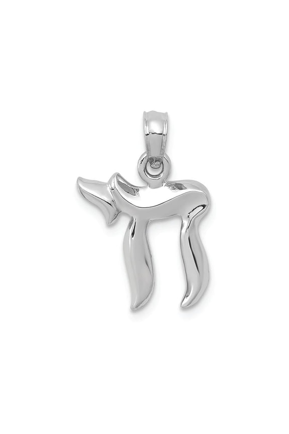 FJC Finejewelers 10k White Gold Jewish Chai (long Life) Charm
