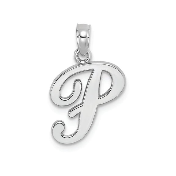 FJC Finejewelers 10k White Gold P Script Initial Charm