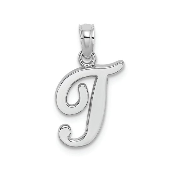 FJC Finejewelers 10k White Gold T Script Initial Charm