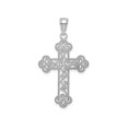 thumbnail image 1 of FJC Finejewelers 10k White Gold Tri-tipped Cross with Scroll Pattern Charm, 1 of 5