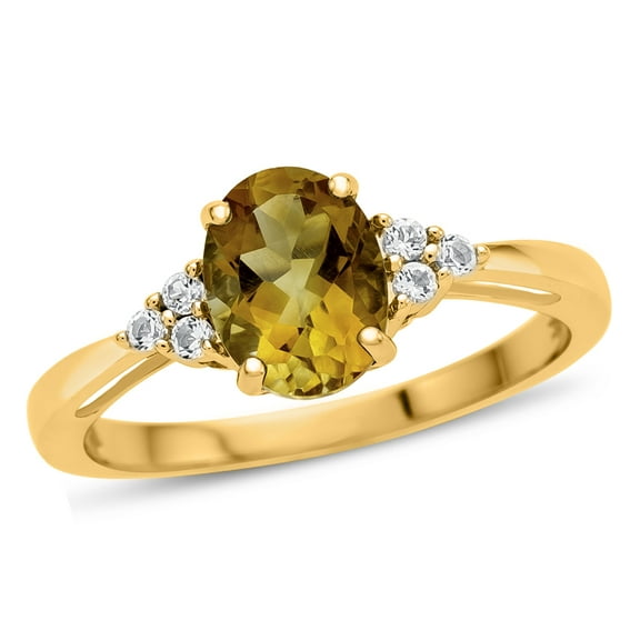 FJC Finejewelers 10k Yellow Gold 8x6mm Oval Citrine and White Topaz Ring
