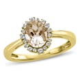 thumbnail image 1 of FJC Finejewelers 10k Yellow Gold 8x6mm Oval Genuine Morganite with White Topaz accent stones Halo Ring, 1 of 6
