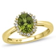 thumbnail image 1 of FJC Finejewelers 10k Yellow Gold 8x6mm Oval Peridot with White Topaz accent stones Halo Ring, 1 of 7