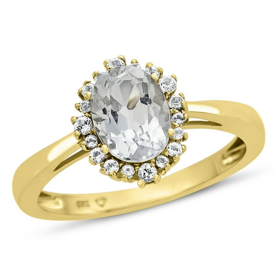 FJC Finejewelers 10k Yellow Gold 8x6mm Oval White Topaz with White Topaz accent stones Halo Ring