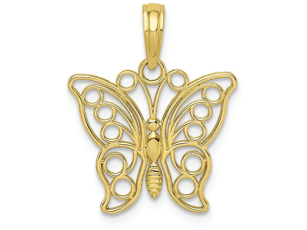 FJC Finejewelers 10k Yellow Gold Butterfly with Filigree Wings Charm