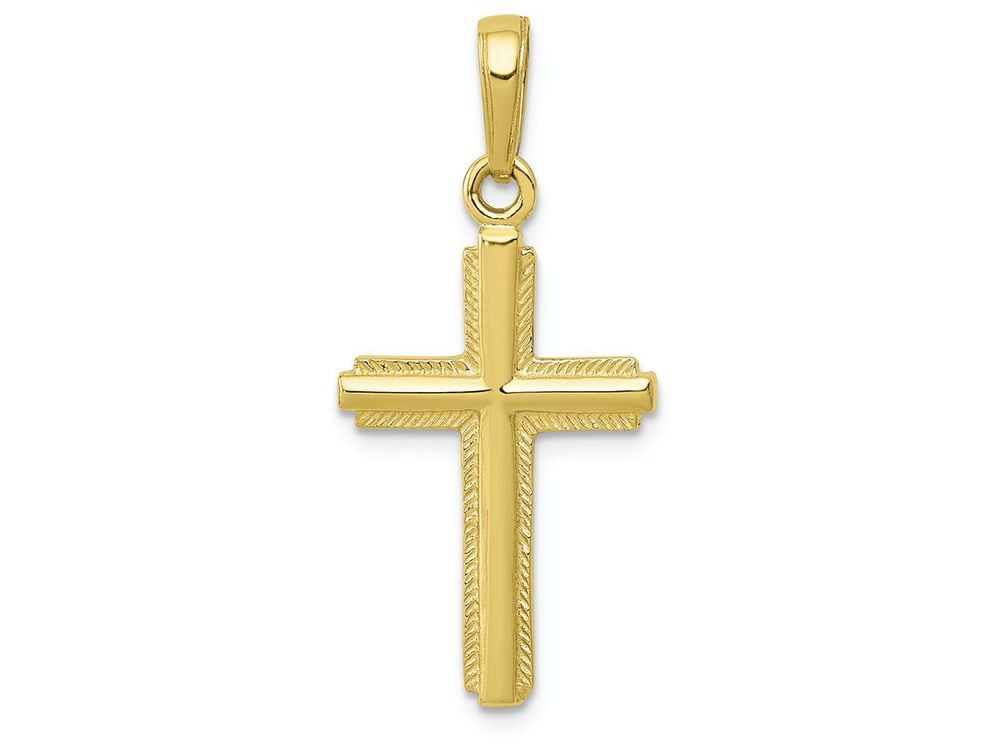 FJC Finejewelers 10k Yellow Gold Cross with Stripped Border Charm