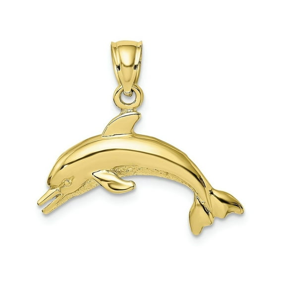 FJC Finejewelers 10k Yellow Gold Dolphin Jumping with Mouth Open Hp Textured Charm