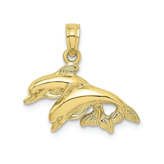 FJC Finejewelers 10k Yellow Gold Double Dolphins Jumping Left Polish Charm