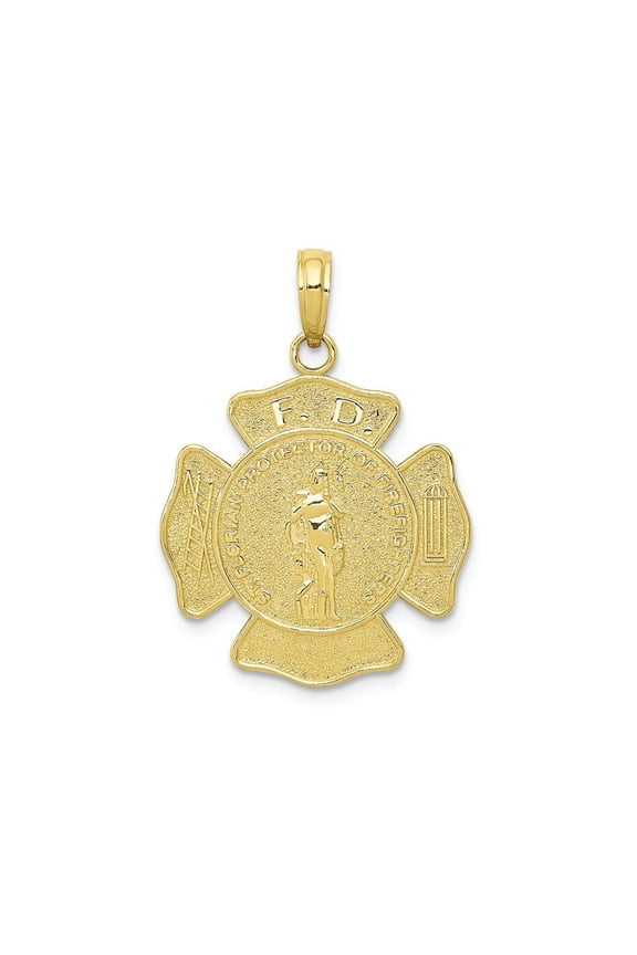 FJC Finejewelers 10k Yellow Gold F.d. Saint Florian Medal Charm Maltese Cross Fire Dept.