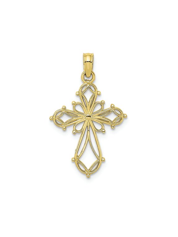 FJC Finejewelers 10k Yellow Gold Fancy Cross with Multi-shapes Charm