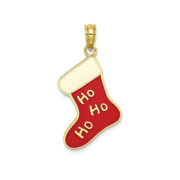 FJC Finejewelers 10k Yellow Gold Ho Ho Ho Christmas Stocking Charm