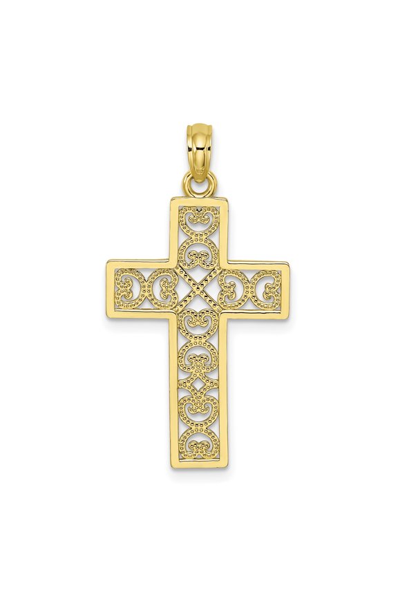 10k Fancy Cross Pendant