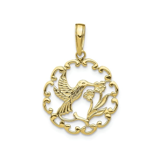 FJC Finejewelers 10k Yellow Gold Hummingbird with Flower In Frame Charm