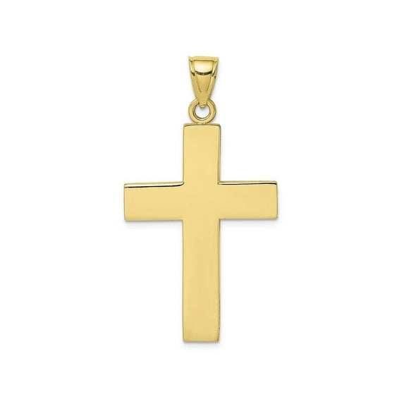 FJC Finejewelers 10k Yellow Gold Large Block Cross Polish Open Back Charm