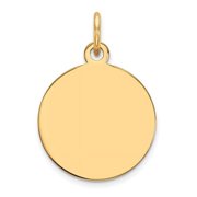 10k Yellow Gold Polished Plain .013 Gauge Circular Engraveable Disc Charm 19x12mm Wide Pendant Necklace for Women