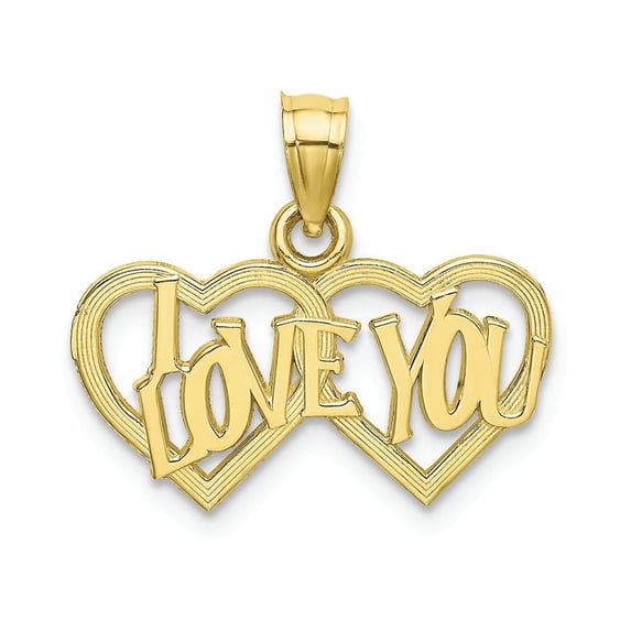 FJC Finejewelers 10k Yellow Gold Polished Textured I Love You Double Heart Charm