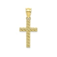 thumbnail image 1 of FJC Finejewelers 10k Yellow Gold Ribbed Cross with Diagonal Beaded Stripes Charm, 1 of 6