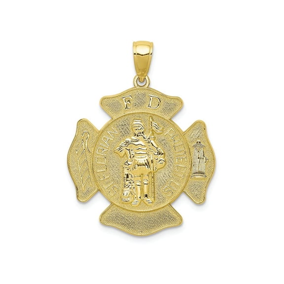 FJC Finejewelers 10k Yellow Gold Saint Florian Protect Usfire Dept.maltese Cross Charm