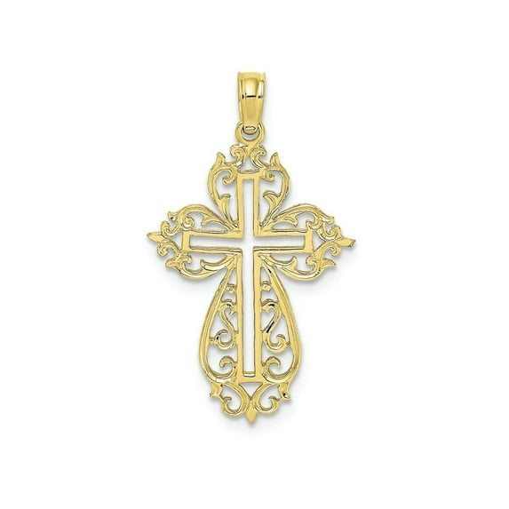 FJC Finejewelers 10k Yellow Gold Scroll Framed Cross Charm