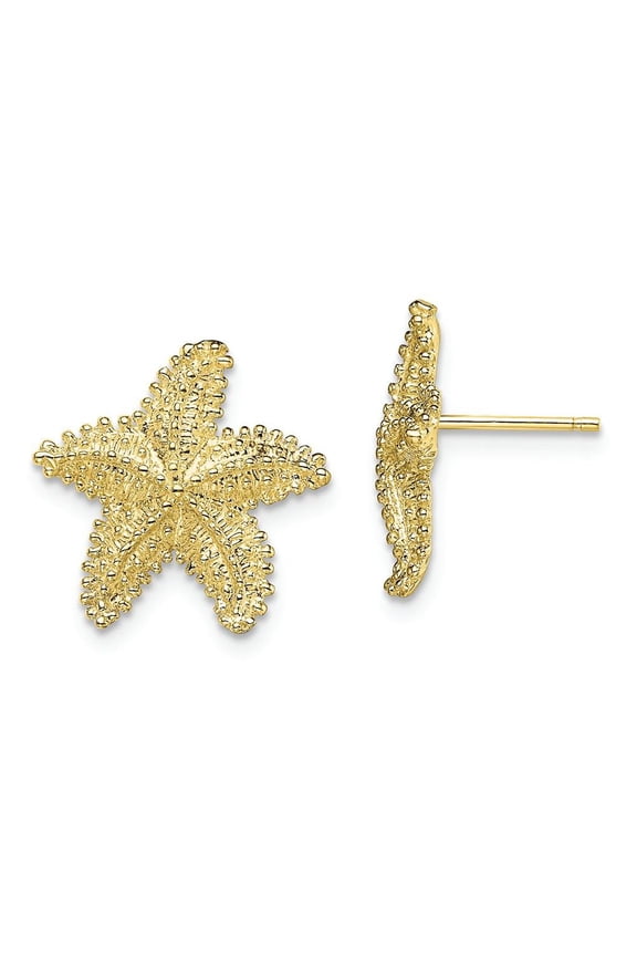 FJC Finejewelers 10k Yellow Gold Starfish with Beaded Texture Post Earrings