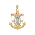 thumbnail image 1 of FJC Finejewelers 14 Kt Tri Color Gold Bright Cut with Textured Mariner's Cross Charm, 1 of 7