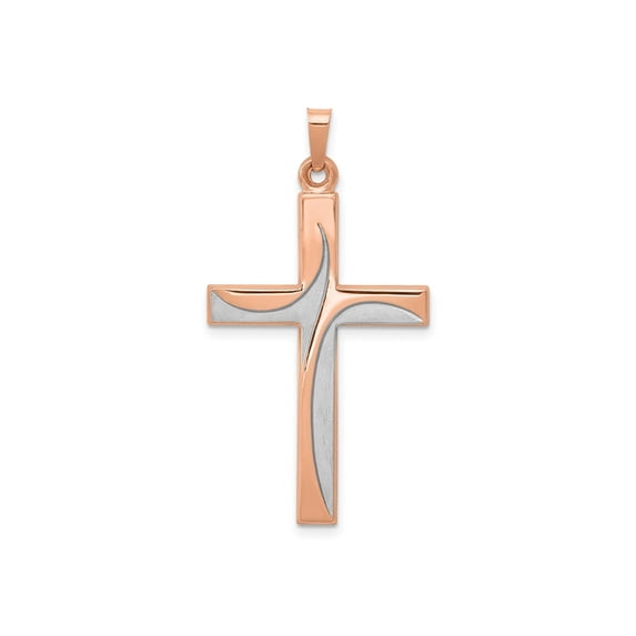 FJC Finejewelers 14 kt Rose Gold with Rhodium Cross Charm 39 mm x 20 mm