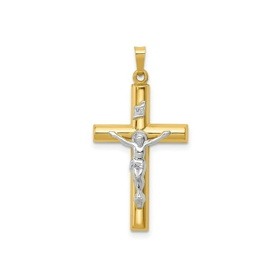 FJC Finejewelers 14 kt Two Tone Gold INRI Hollow Crucifix Charm 39 x 20 mm