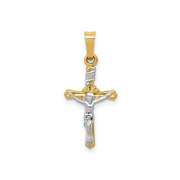 FJC Finejewelers 14 kt Two Tone Gold Polished INRI Crucifix Charm 23 x 11 mm