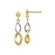 FJC Finejewelers 14 kt Two Tone Gold Two-tone Polished Post Dangle Earrings 25 mm x 6 mm