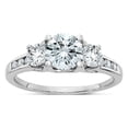 thumbnail image 1 of FJC Finejewelers 14 kt White Gold 1.50 ct. Three Stone with Sides D E F Pure Light Moissanite Engagement Ring, 1 of 8