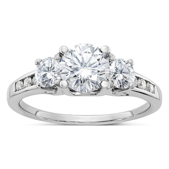 FJC Finejewelers 14 kt White Gold 1.50ct. Three Stone with Side G H I True Light Moissanite Engagement Ring