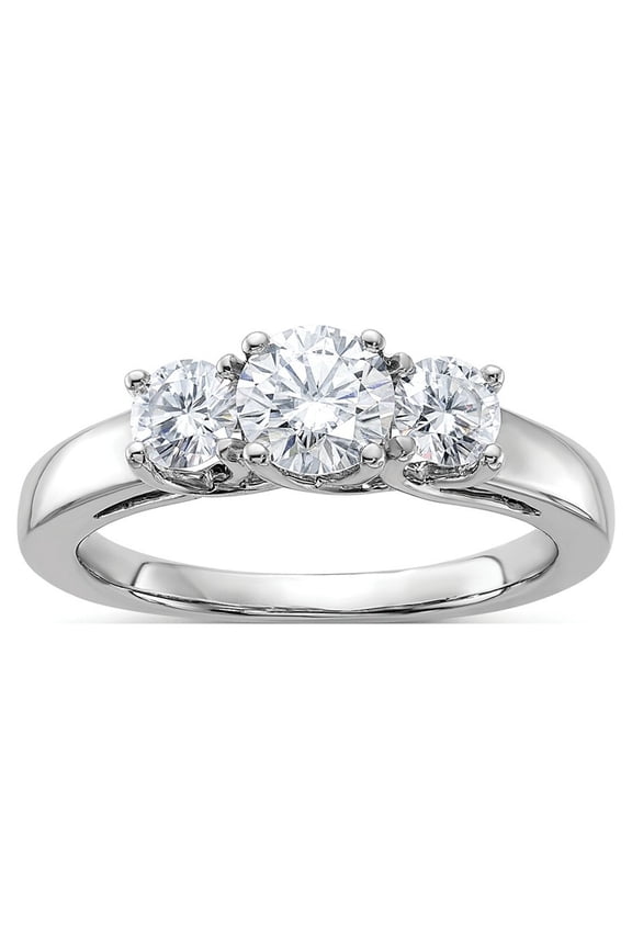 FJC Finejewelers 14 kt White Gold 1ct. 3 Stone G H I True Light Moissanite Engagement Ring 3 mm