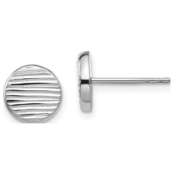 FJC Finejewelers 14 kt White Gold Button Polished and Textured Small Disc Post Earrings 8 mm x 8 mm
