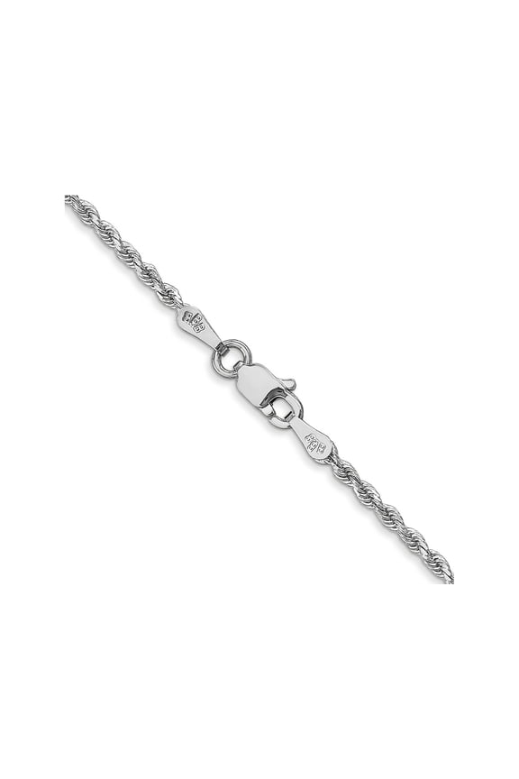 FJC Finejewelers 14 kt White Gold Hand Made Bright Cut Rope Chain Lobster Clasp 36 Inches x 1.75 mm
