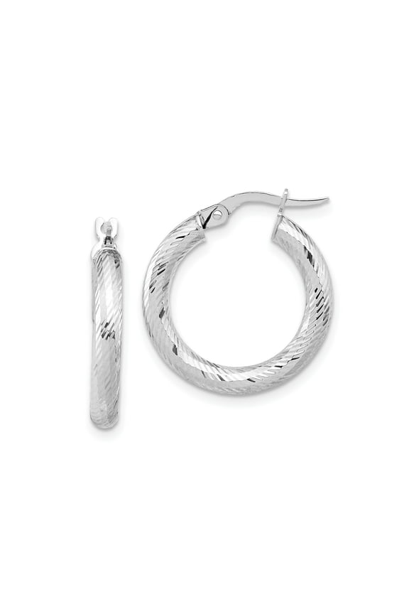 FJC Finejewelers 14 kt White Gold Hoops Bright Cut Round Hoop Earrings 22 mm x 20 mm