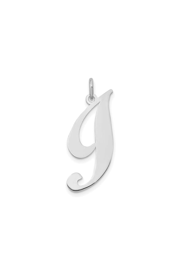 FJC Finejewelers 14 kt White Gold Large Fancy Script Letter I Initial Charm
