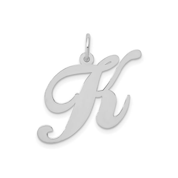 FJC Finejewelers 14 kt White Gold Large Fancy Script Letter K Initial Charm
