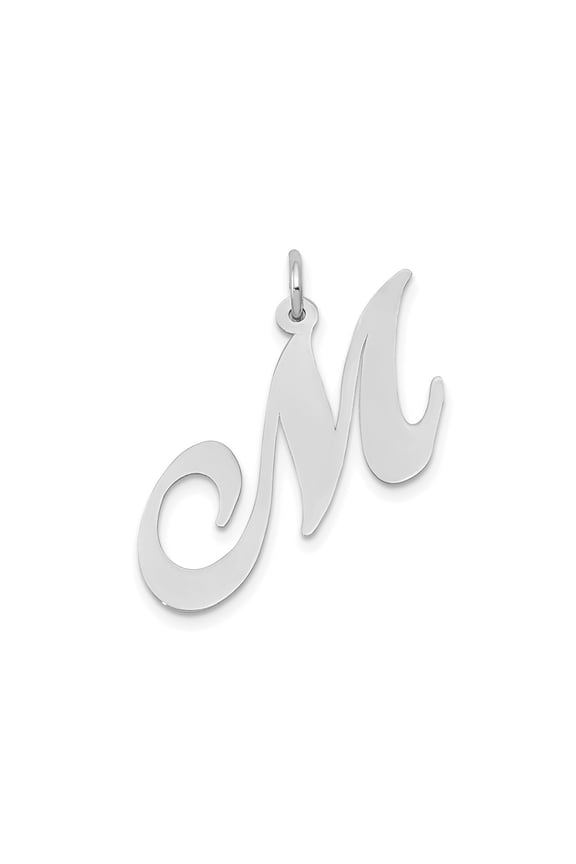 FJC Finejewelers 14 kt White Gold Large Fancy Script Letter M Initial Charm