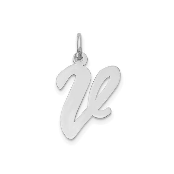 FJC Finejewelers 14 kt White Gold Large Script Letter V Initial Charm