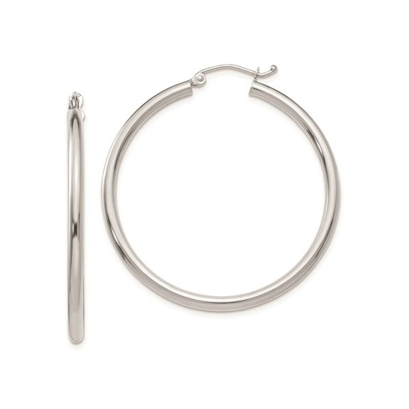 FJC Finejewelers 14 kt White Gold Lightweight Polished 2.5mm Tube Hoop Earrings
