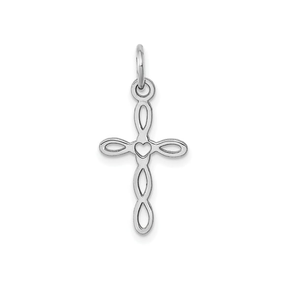 FJC Finejewelers 14 kt White Gold Loop with Center Heart Cross Charm 23 mm x 11 mm
