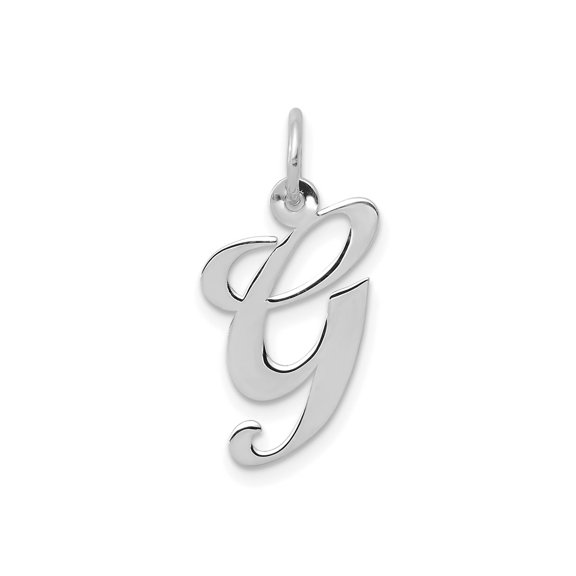 FJC Finejewelers 14 kt White Gold Medium Fancy Script Letter G Initial Charm