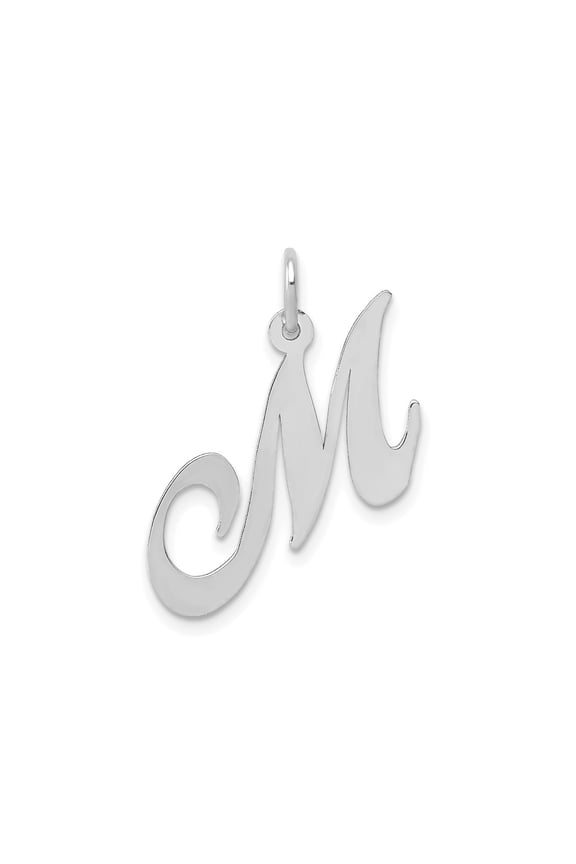 FJC Finejewelers 14 kt White Gold Medium Fancy Script Letter M Initial Charm