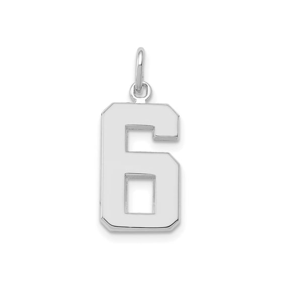 FJC Finejewelers 14 kt White Gold Medium Polished Number 6 Charm 17 x 9 mm