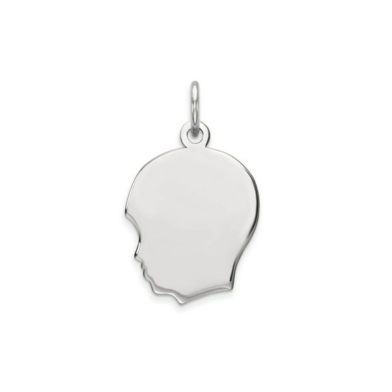 FJC Finejewelers 14 kt White Gold Personalized White Plain Medium.009 Depth Facing Left Engravable Boy Charm 22 x 13 mm