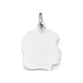 thumbnail image 1 of FJC Finejewelers 14 kt White Gold Personalized White Plain Medium.009 Depth Facing Right Engravable Girl Charm 22 x 13 m, 1 of 3