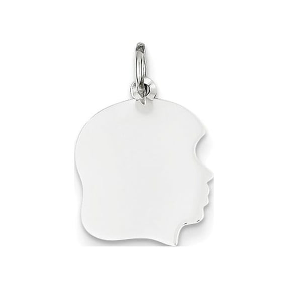 FJC Finejewelers 14 kt White Gold Personalized White Plain Medium.009 Depth Facing Right Engravable Girl Charm 22 x 13 m